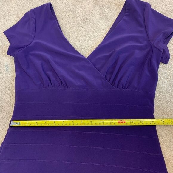 Frank Lyman purple short sleeve bodycon midi dress Sz 10 wedding guest formal - Picture 11 of 13